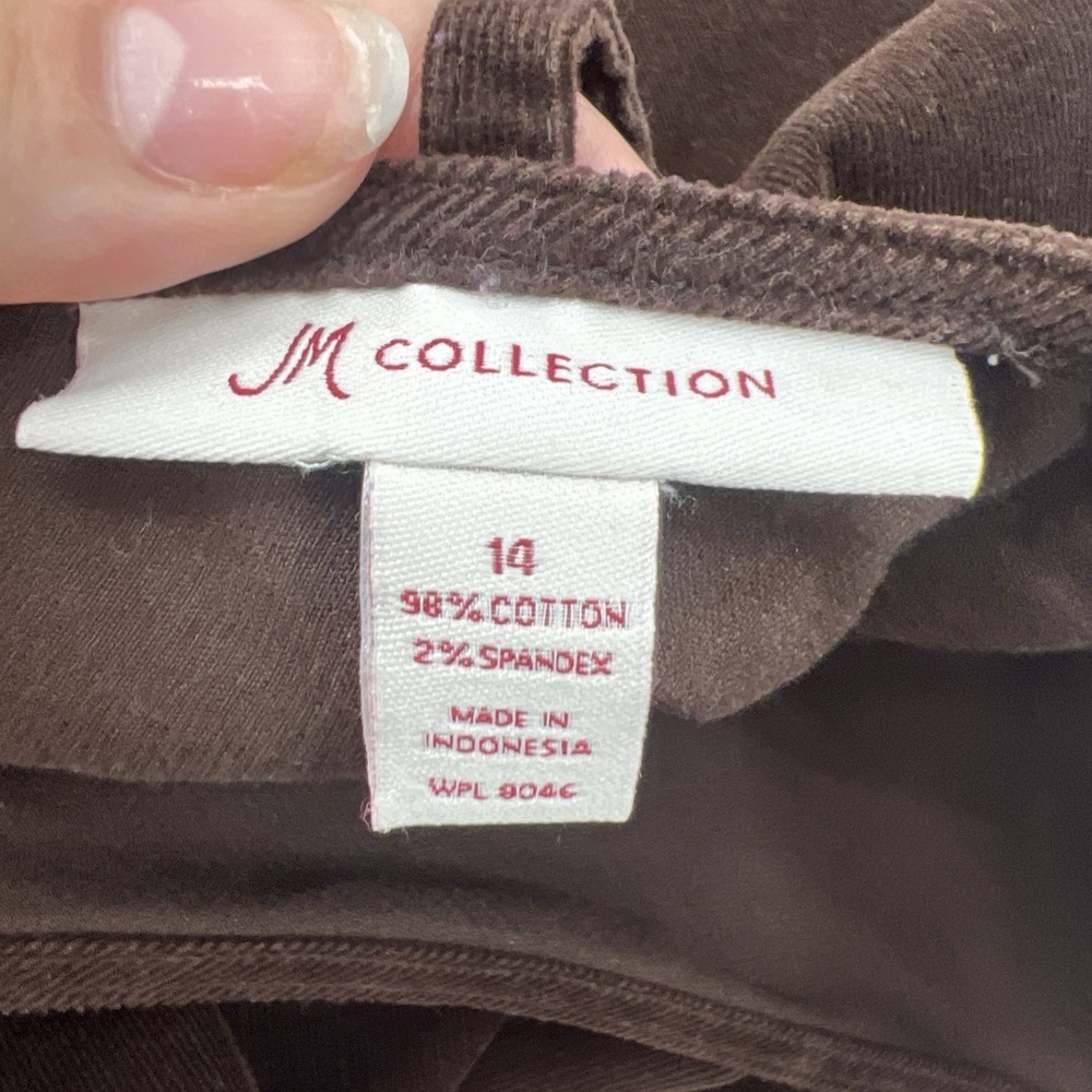 JM Collection Corduroy Maxi Skirt Sz 14 Chocolate Brown Stretch Cowgirl Western - Picture 10 of 12